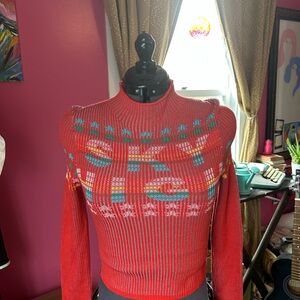 BDG Red Fair Isle Turtleneck Sweater